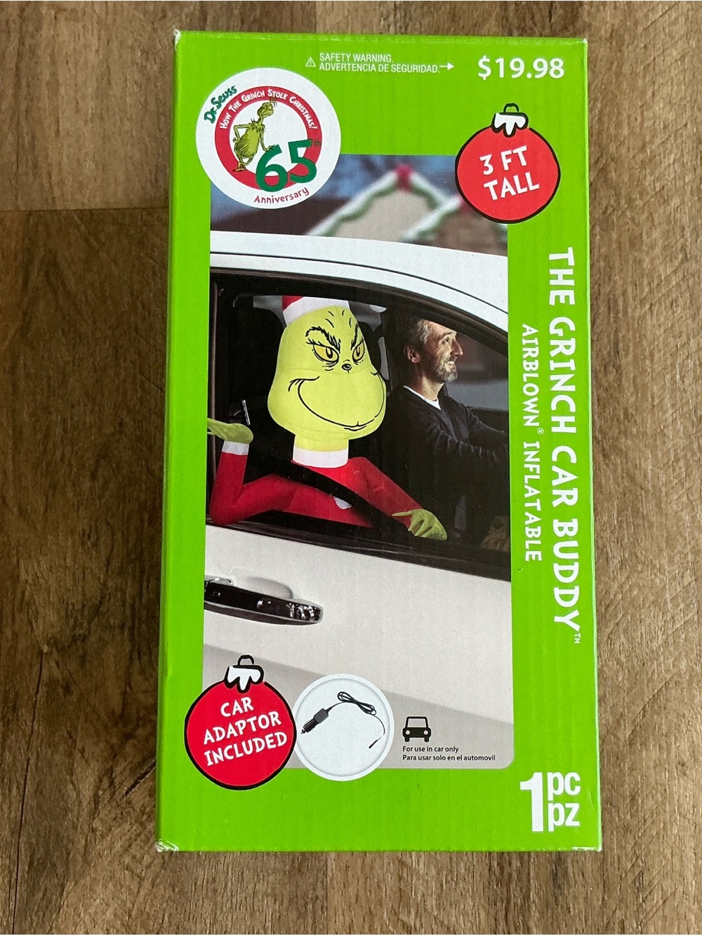 Dr Seuss The Grinch Car Buddy Airblown Inflatable 3 Foot Tall with Car Adaptor